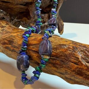 Blue and Green Natural Stone 26 inch Necklace